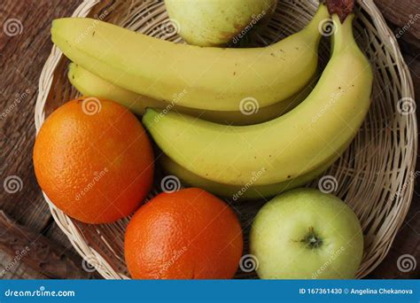 Oranges Apples And Bananas On The Table Stock Photo Image Of Fruits