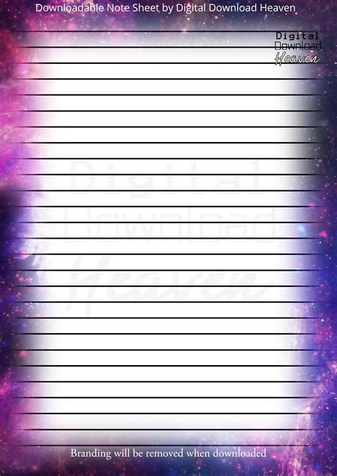 Realistic lined paper blank size a4. Downloadable Stationary Galaxy Print Decorative Writing ...