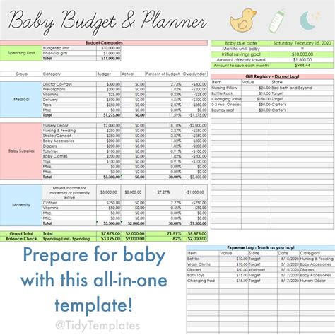 Baby Budget Excel Template Baby Expense Planning Spreadsheet Pregnancy