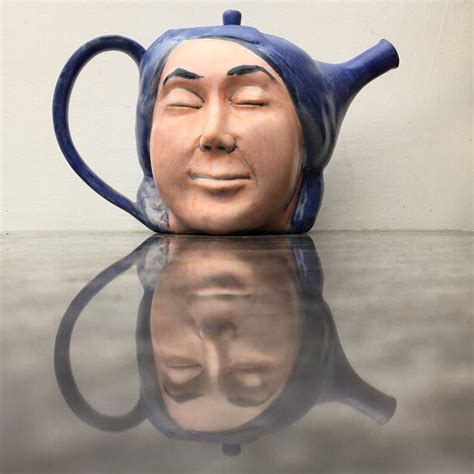 Ceramic Teapot Face Sculpture With Flying Nude Bas Relief Etsy My XXX