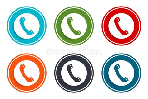 Phone Icon Flat Vector Illustration Design Round Buttons Collection 6