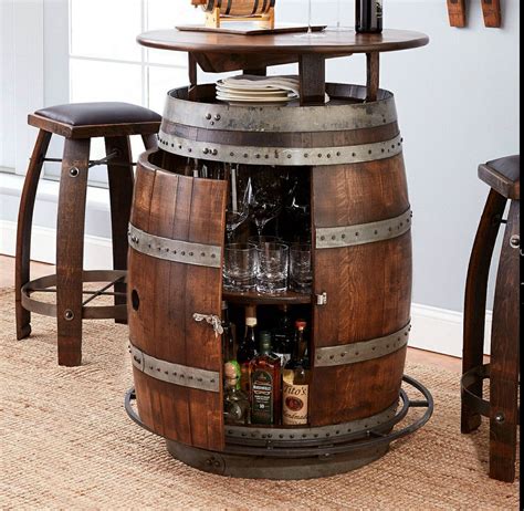 Bar Stools Made Out Of Wine Barrels