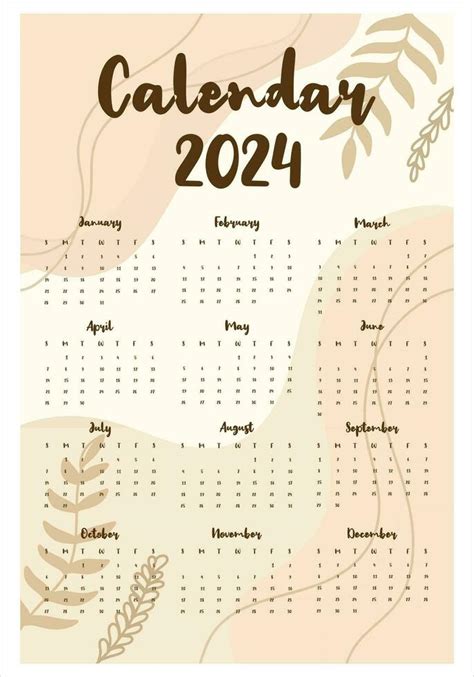 Aesthetic 2024 Monthly Calendar Template 28292207 Vector Art At Vecteezy