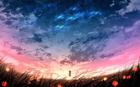 Anime Sky Sunset Wallpapers Wallpaper Cave