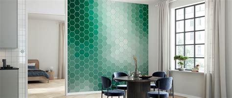 Emerald Green Hexagons Betaalbaar Fotobehang Photowall