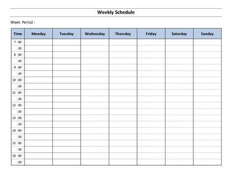 One Week Calendar Template Excel Sample Templates