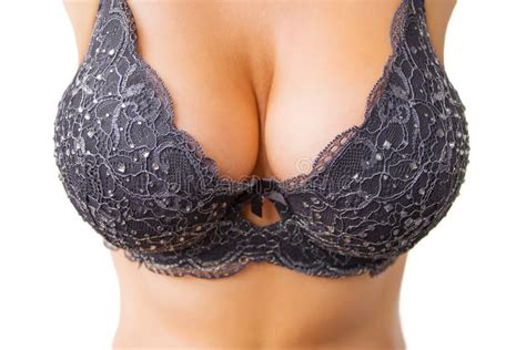 Beautiful Curvy Woman With Big Breasts In Black Bra Stock Photo Image