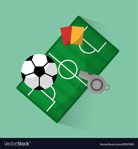 Soccer Club Ball Field Red Card Referee Whistle Vector Image
