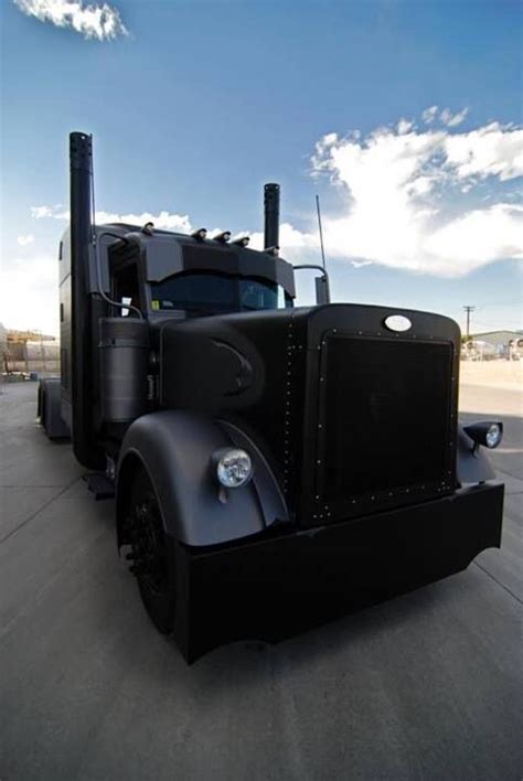 Matte Blacked Out Peterbilt Jacked Up Trucks Lifted Chevy Big Rig