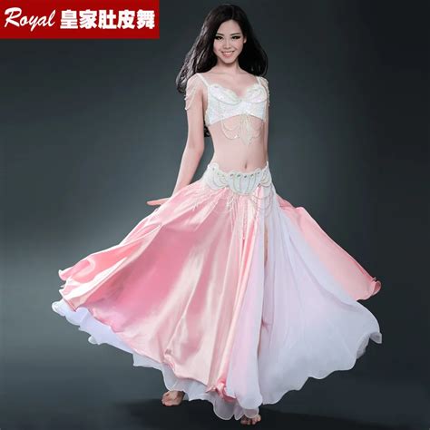 New Silk Imitation Belly Dance Skirt Professional Full Expansion Bellydance Dress Performance
