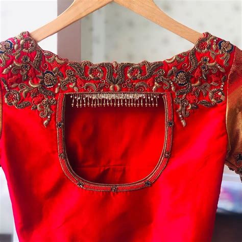 Embroidered Saree Blouse Back Designs For South Indian Bride K4 Fashion