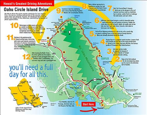 Driving Map Of Oahu Hiking In Map