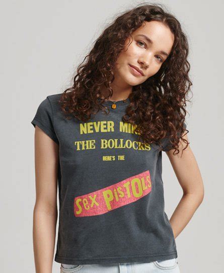 Superdry Womens Sex Pistols Limited Edition Band T Shirt Black Mid Backstage Black Modesens