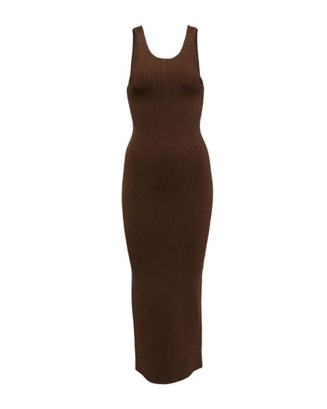 Totême Synthetic Ribbed Knit Tank Maxi Dress In Brown Lyst