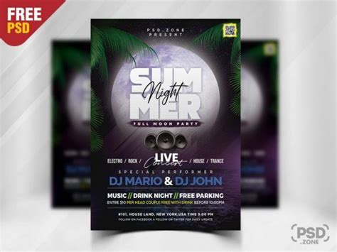 Free Summer Night Party Flyer Template In Psd Psdflyer