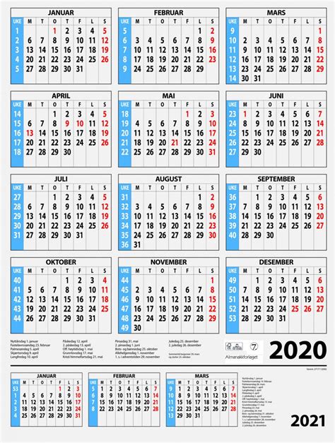 Denna utskrift är endast för privatbruk. Norsk Kalender 2020 Med Helligdager Gratis - norsk 2020