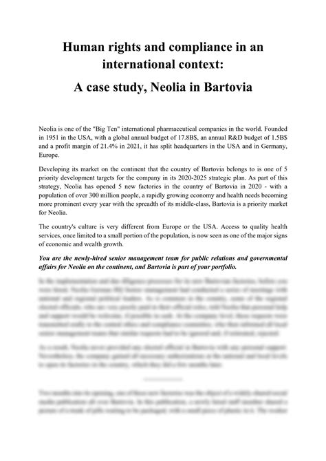 Solution Edhec Human Rights Case Study Neolia In Bartovia 2023 Studypool