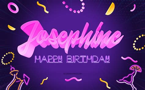 Download Wallpapers Happy Birthday Josephine 4k Purple Party