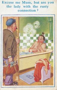UK Risque COMIC Postcard By Donald McGill No Rusty Connection Theme EBay