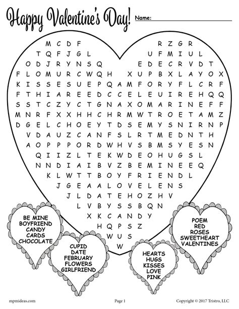Valentine Word Search Printable Valentines Day Word Search Puzzle