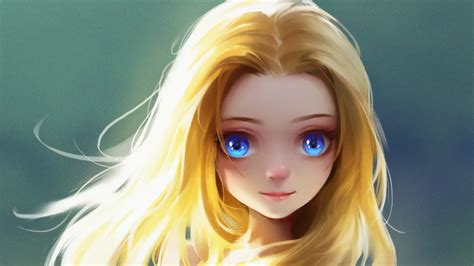 Cute Little Blonde Girl Blue Eyes Digital Art Hd Artist 4k Wallpapers