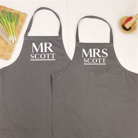 Mr And Mrs Personalised Couples Aprons By Lovetree Design