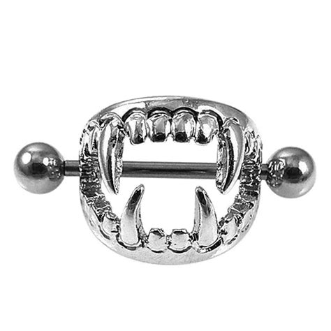 New Arrival 1 Pc Sexy Vampire Fangs Nipple Shield Ring Barbell Bar Body