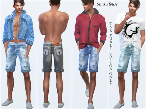 The Sims Resource Mens Denim Shorts Shabby