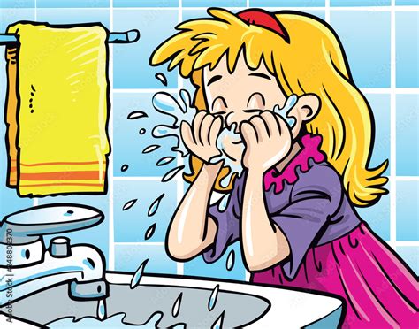 702 Little Girl Washing Face Cartoon Images Stock Photos 3d Clip