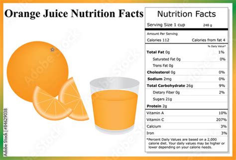 Orange Juice Nutrition Facts Stock Vector Adobe Stock