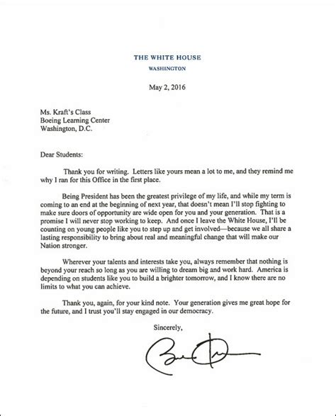 If, for some reason, you opt to send a handwritten letter as a letter to the president is a formal document, so it's best to use a standard business letter format. Letters to the President | AOTUS