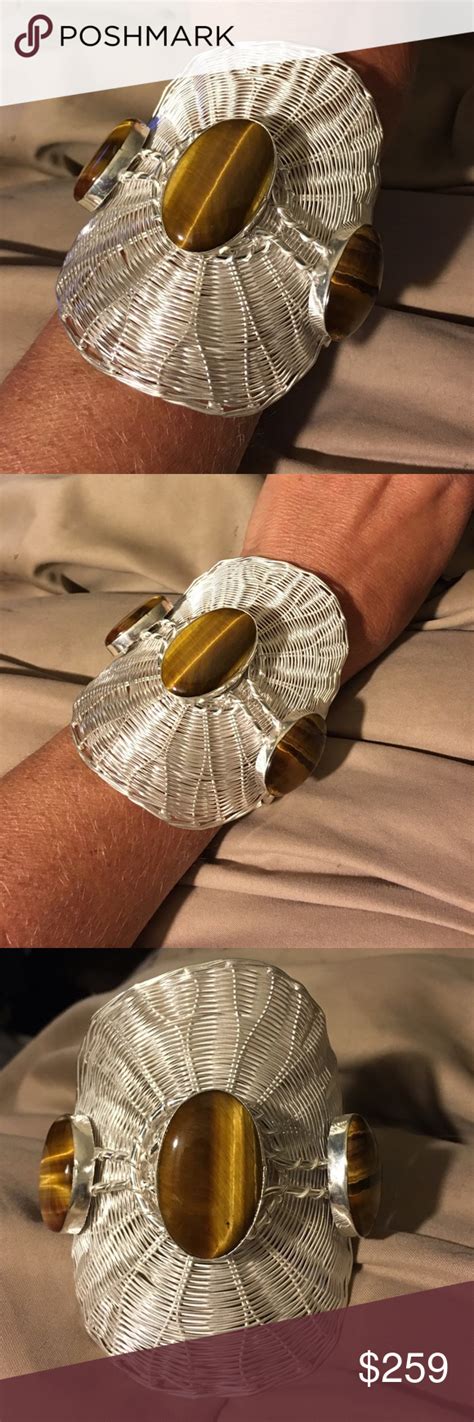 Absolutely Breathtaking Tiger Eye Amber Sp Cuff Womens Jewelry