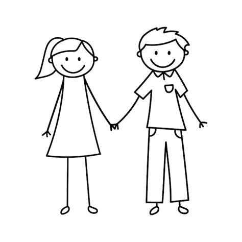 Girl And Boy Stick Figure Holding Hands