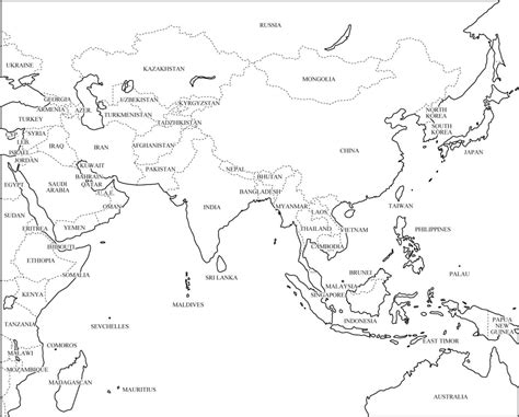 Información e imágenes con Mapas de Asia Político Físico y para Colorear