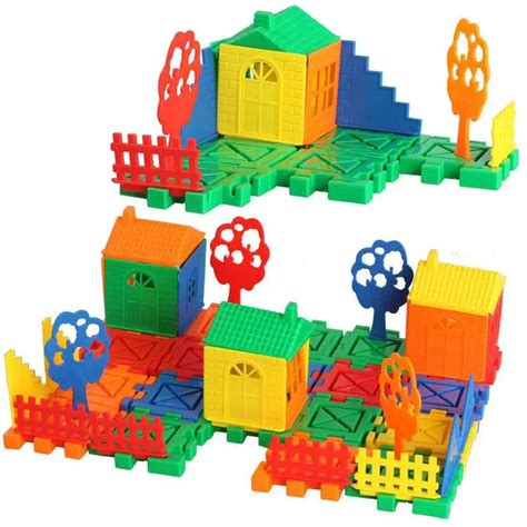Large Plastic Blocks Kids Diy Assembly Plastic Toy House Model Building