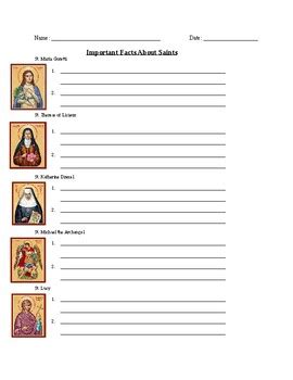 Saints Worksheets By Nicole D Angelo Tpt