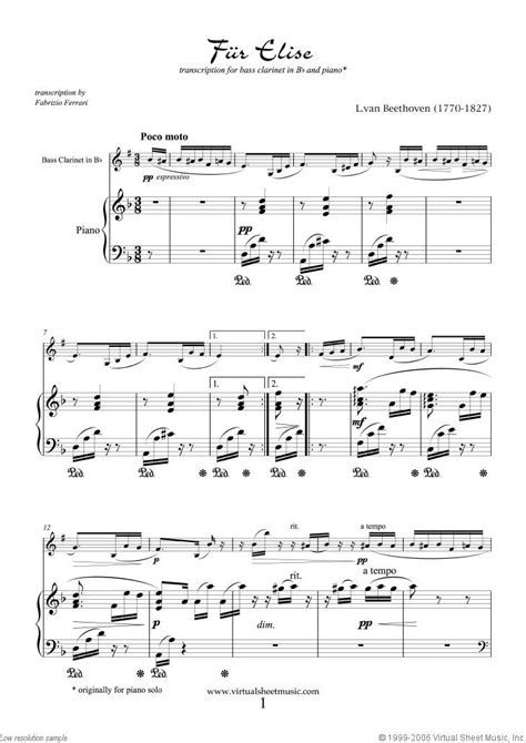Isn't that illegal in music? Beethoven - Fur Elise sheet music for bass clarinet and piano (With images) | Fur elise sheet ...