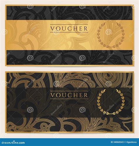 Voucher T Certificate Coupon Template Bow Vector Illustration