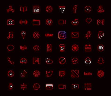 Black And Red Neon App Icons ~ Aesthetic Amazon Icon For Iphone On Ios