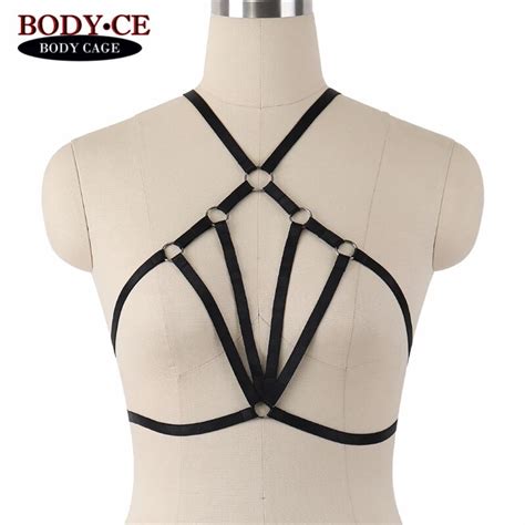 buy 10pcs lot body cage harness bra womens sexy black elastic adjust strap tops