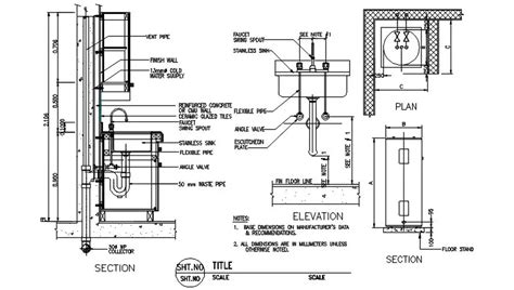 Sink Detail Drawing Presented In This Autocad File Download This 2d