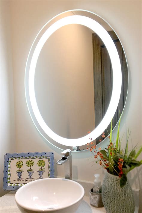 Front Lighted Led Bathroom Vanity Mirror 30 X 36 Oval Mirrors And Marble
