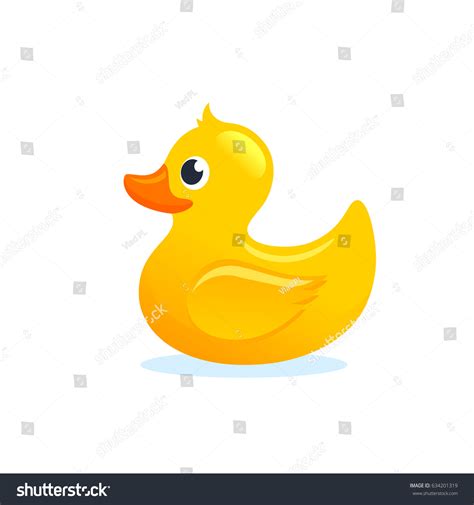 Yellow Rubber Duck Vector Illustration Cartoon Stock