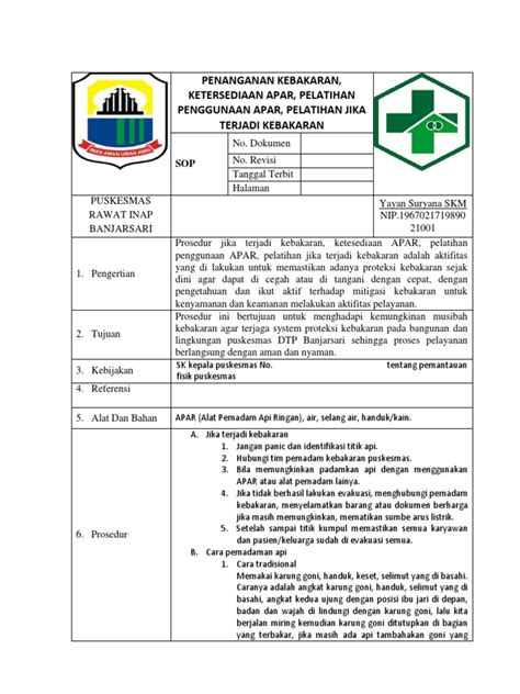 Sop Penanganan Kebakaran Pdf