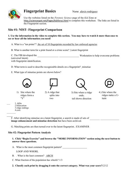 Forensic science is a way to use science to help the law and fight crime. Forensic Science Fingerprints Worksheet
