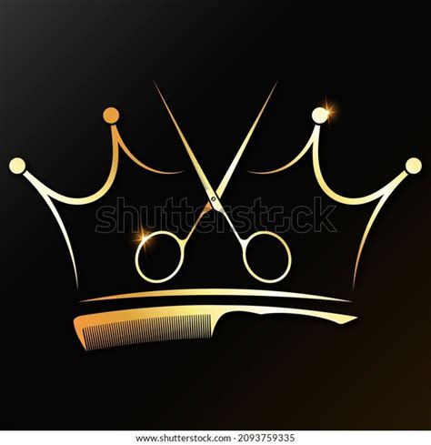 Scissors Comb Gold Crown Unique Symbol Stock Illustration 2093759335