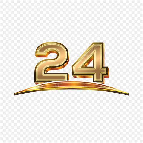 3d Golden Number Vector Png Images 3d Golden Numbers 24 With Swoosh On