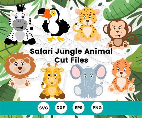 Jungle Safari Animal Svg Cut Files Safari Jungle Baby Shower Etsy Uk
