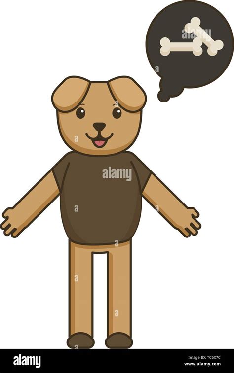 Dog Character Is Thinking About A Bone Vector Illustration In Cartoon