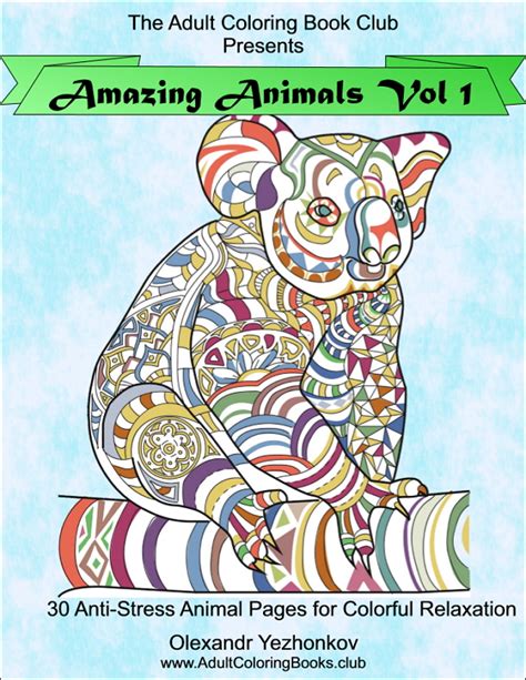 Amazing Animals Vol 1 Anti Stress Coloring Book For Adults